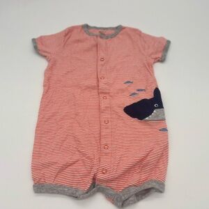 Carters Baby Boy Orange Striped Shark Jumpsuit 18 M